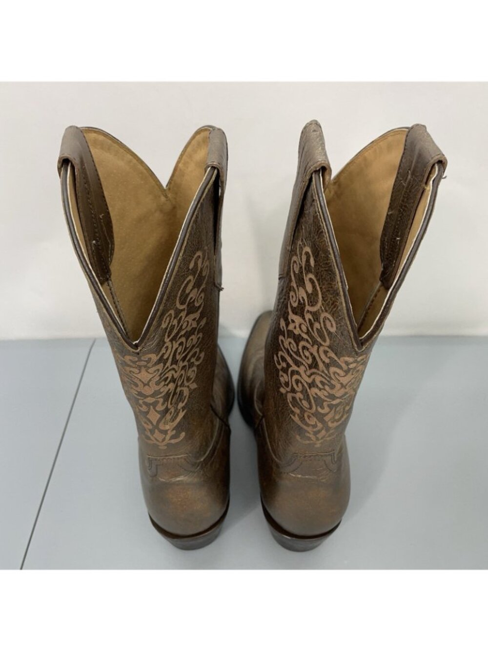 Shyanne Lola Cowgirl Cowboy Boots Western Distressed Bronze Metallic Womens 9.5 - Picture 9 of 15